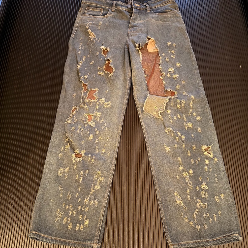 Boohoo Mens Distressed Black Jeans